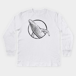 Blue whale in circle Kids Long Sleeve T-Shirt